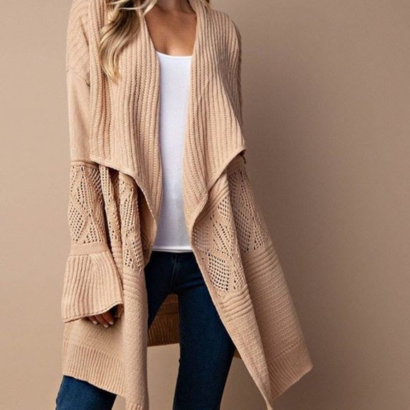 NWT Kori Camel Draped Cardigan - Picture 1 of 10